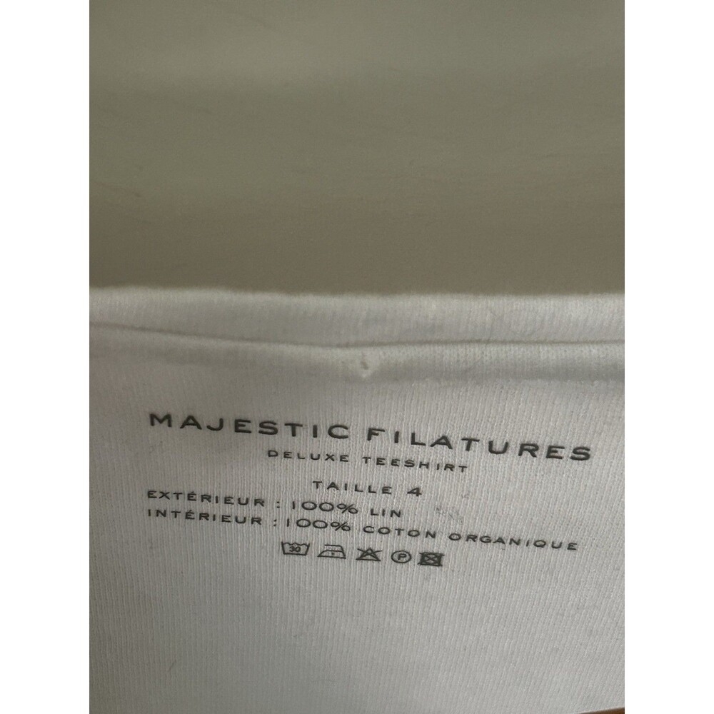 Majestic Filatures Deluxe Teeshirt Top White V-Neck Size 4 XL Short Sleeve Shirt - Picture 5 of 7